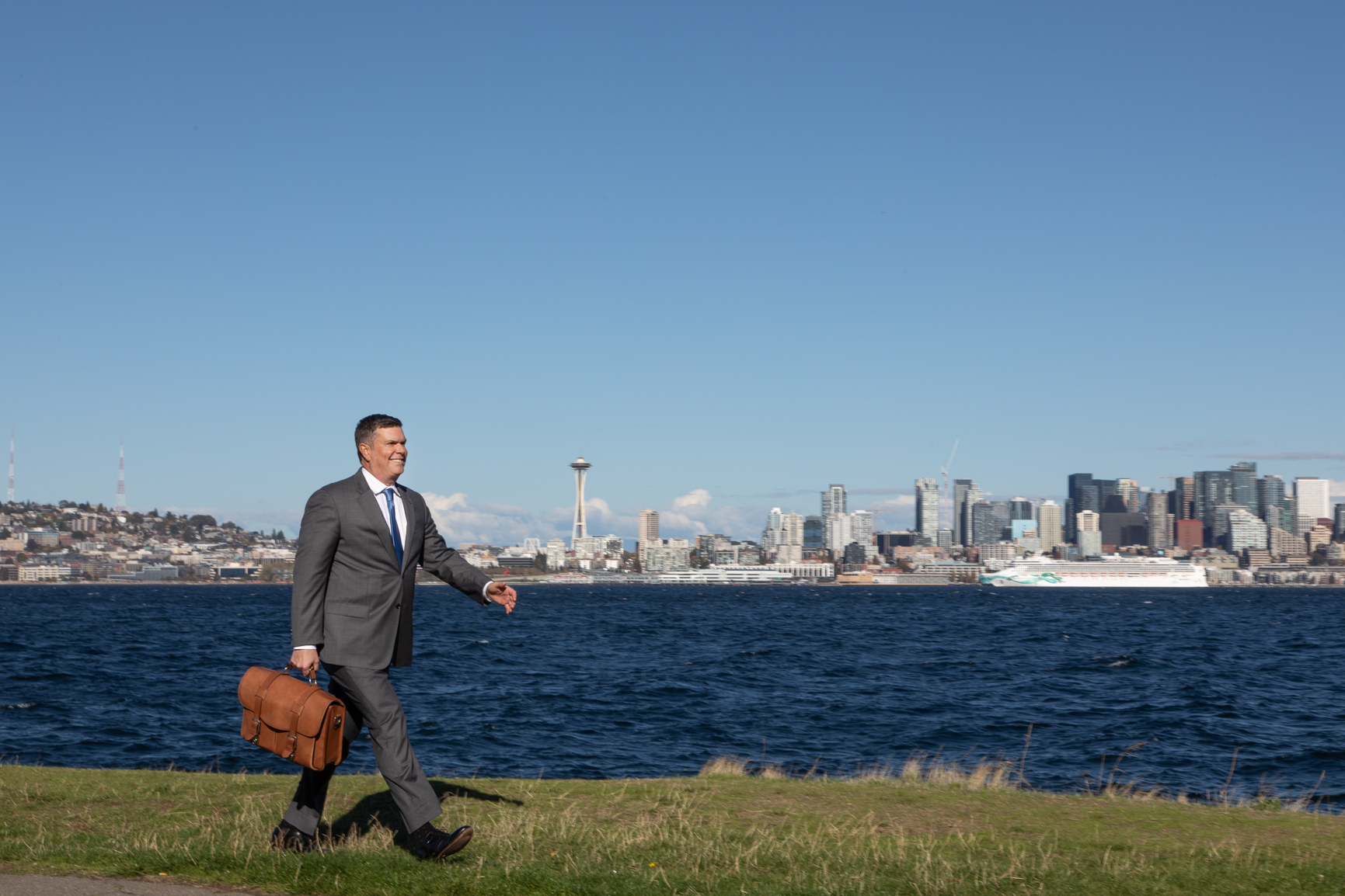 Lucky Lufkin with briefcase